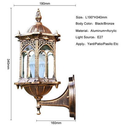 Retro Outdoor Waterproof Wall Lamp For Porch Garden Balcony Or Corridor With E27 Bulb Socket And An 5