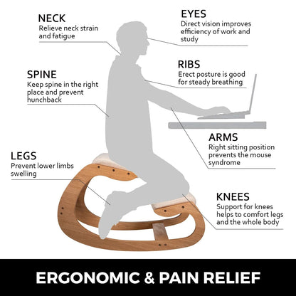 Ergonomic Kneeling Rocking Chair With Thick Cushion And Wood Frame For Home Office Posture Support  2