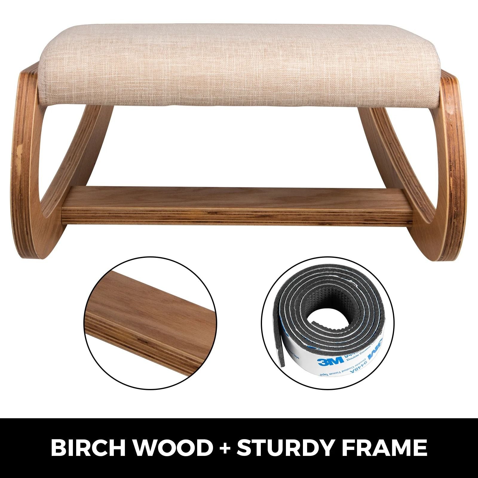 Ergonomic Kneeling Rocking Chair With Thick Cushion And Wood Frame For Home Office Posture Support  3
