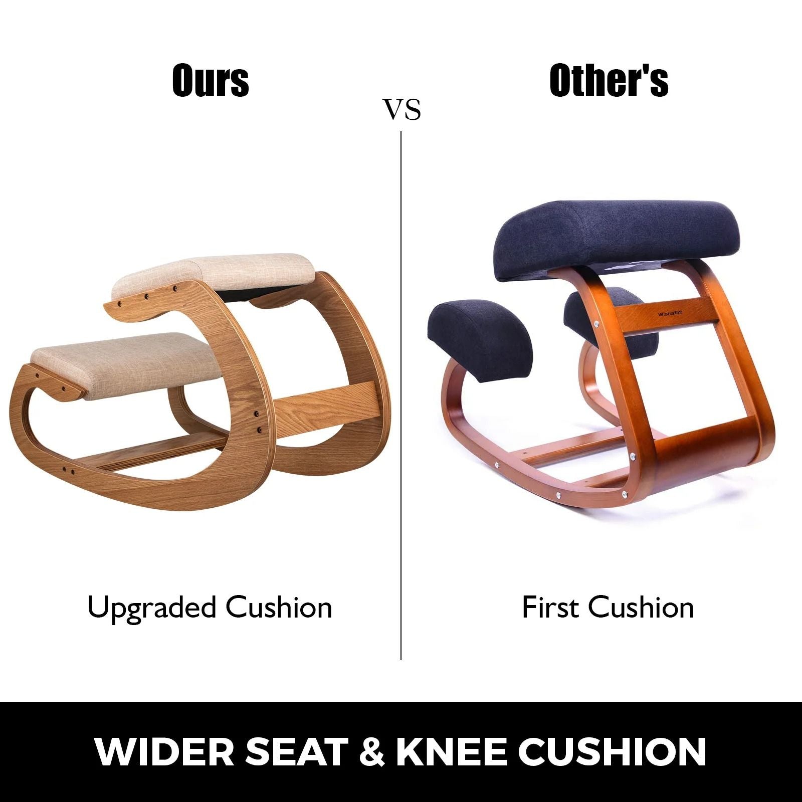 Ergonomic Kneeling Rocking Chair With Thick Cushion And Wood Frame For Home Office Posture Support  4