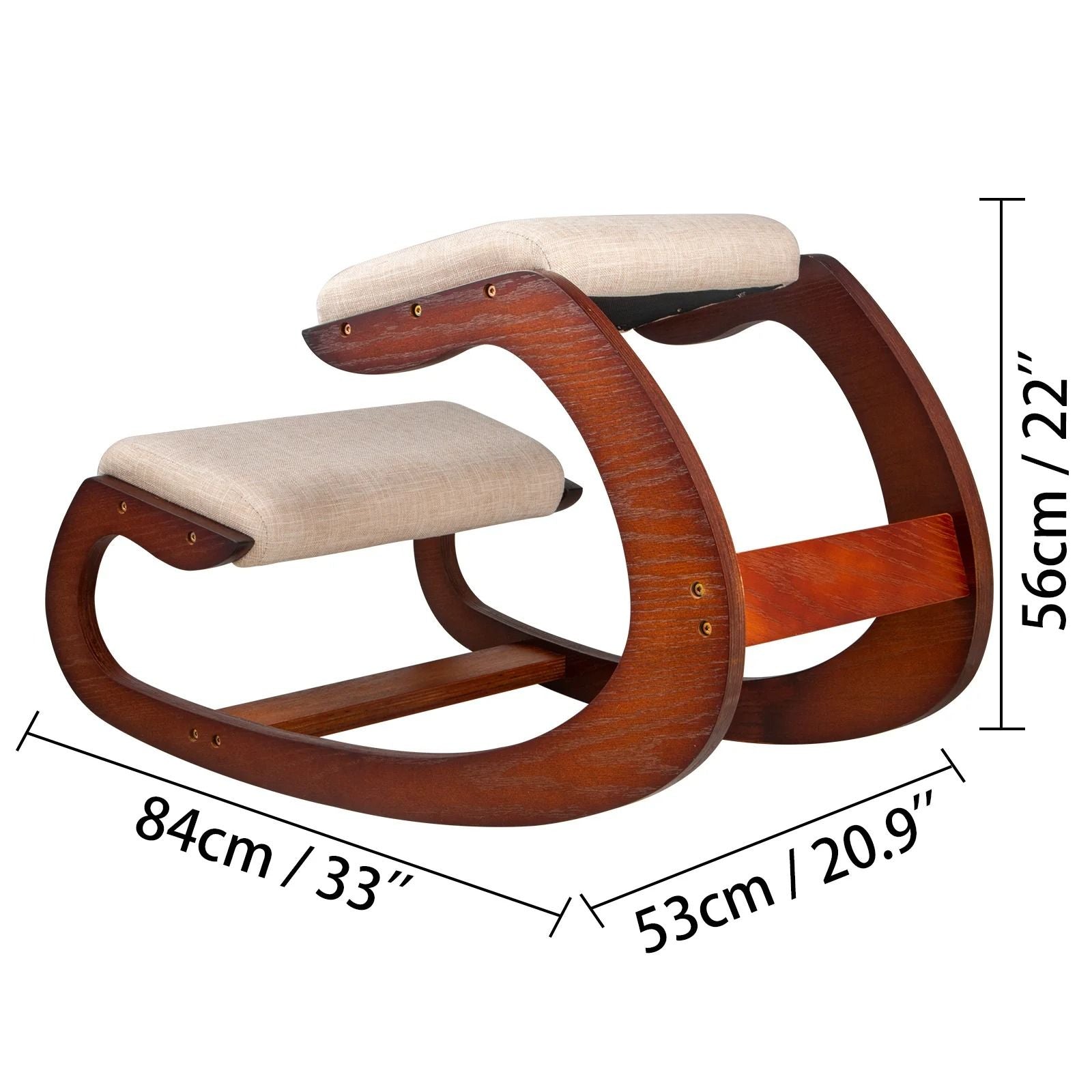 Ergonomic Kneeling Rocking Chair With Thick Cushion And Wood Frame For Home Office Posture Support  5