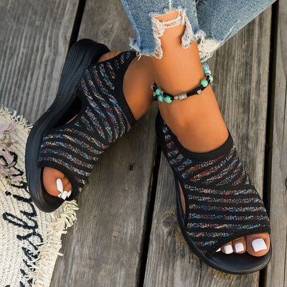 Plus Size Mesh Platform Sandals for Women Lightweight Open Toe Wedge Summer Shoes for Casual Walking or Sporty Comfort