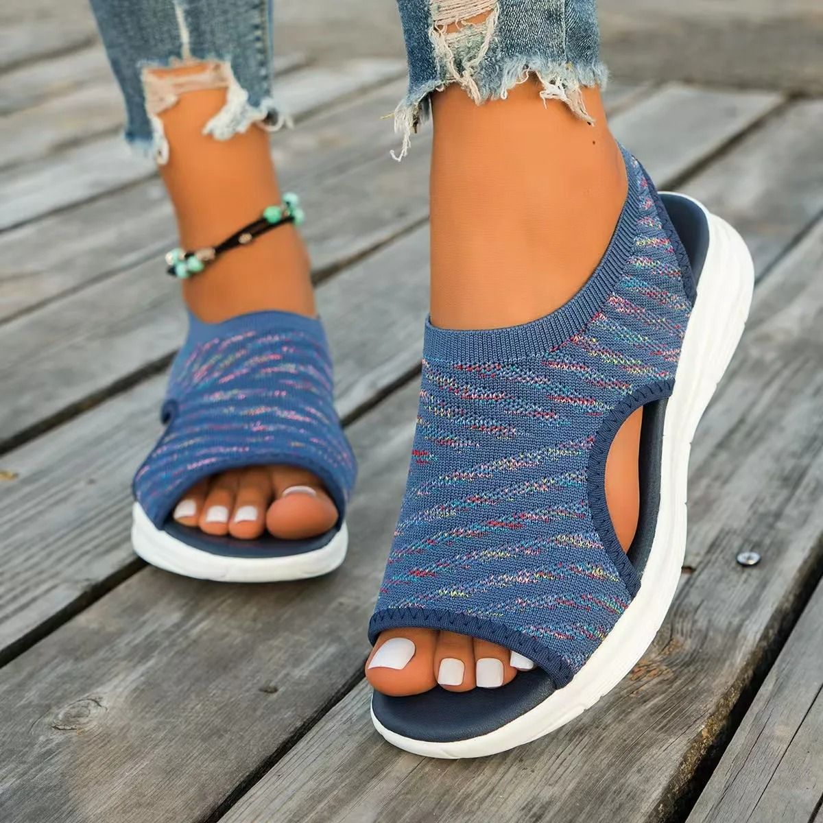 Plus Size Mesh Platform Sandals For Women Lightweight Open Toe Wedge Summer Shoes For Casual Walkin 5