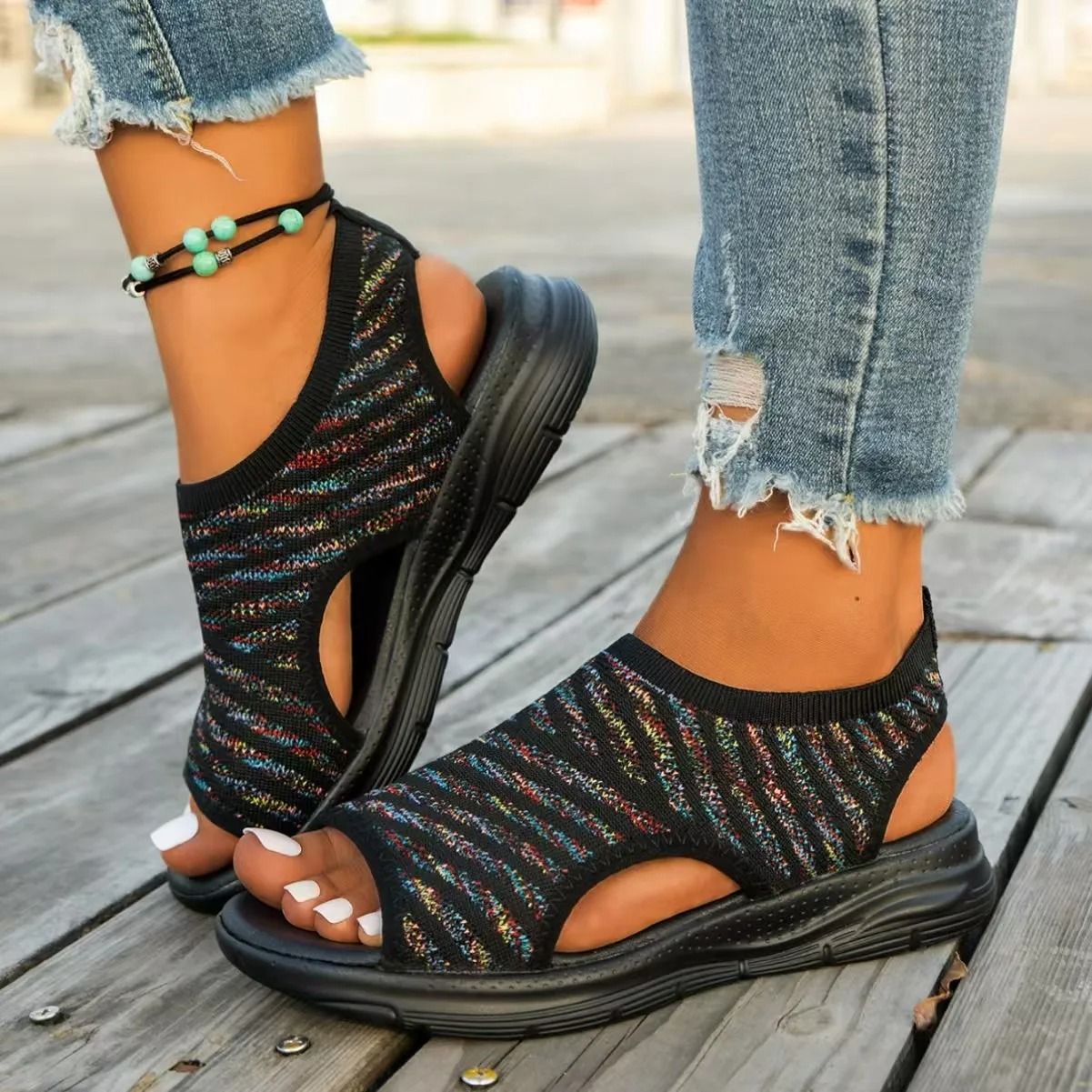 Plus Size Mesh Platform Sandals For Women Lightweight Open Toe Wedge Summer Shoes For Casual Walkin 6
