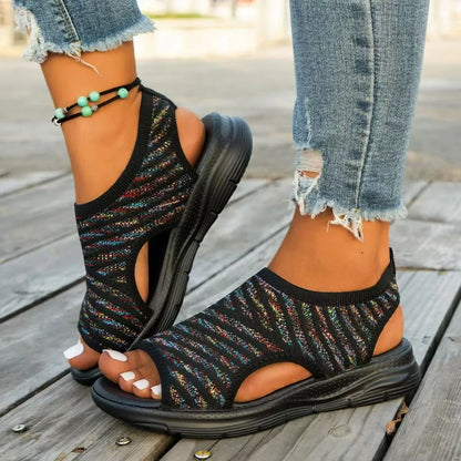 Plus Size Mesh Platform Sandals For Women Lightweight Open Toe Wedge Summer Shoes For Casual Walkin 6