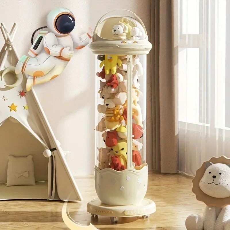 Astronaut Plush Toy Storage Box With Transparent Front Zipper Lid For Kids Stuffed Animal Or Toy Ro 3