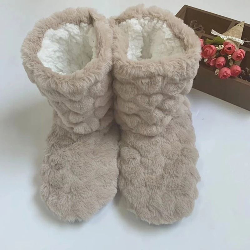 Winter Velvet Slipper Socks For Women With Anti Slip Sole Thick Lining High Tube Design For Indoor  2