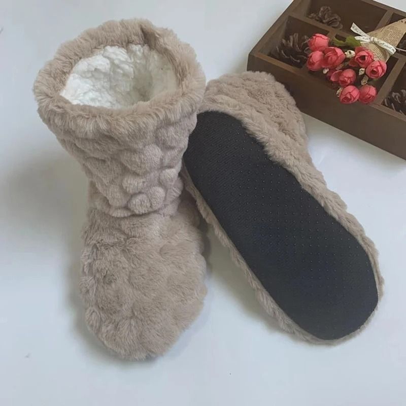Winter Velvet Slipper Socks For Women With Anti Slip Sole Thick Lining High Tube Design For Indoor  3