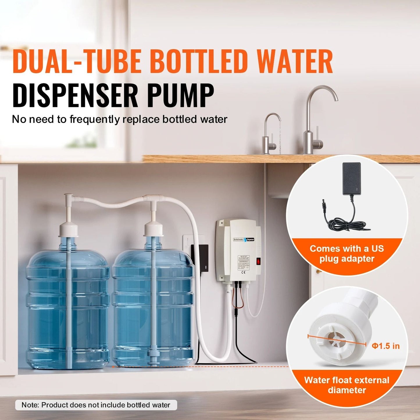 SucceBuy Electric Double Water Dispenser Pump System For 5 Gallon Bottles With Dual Pipe For Home O 2