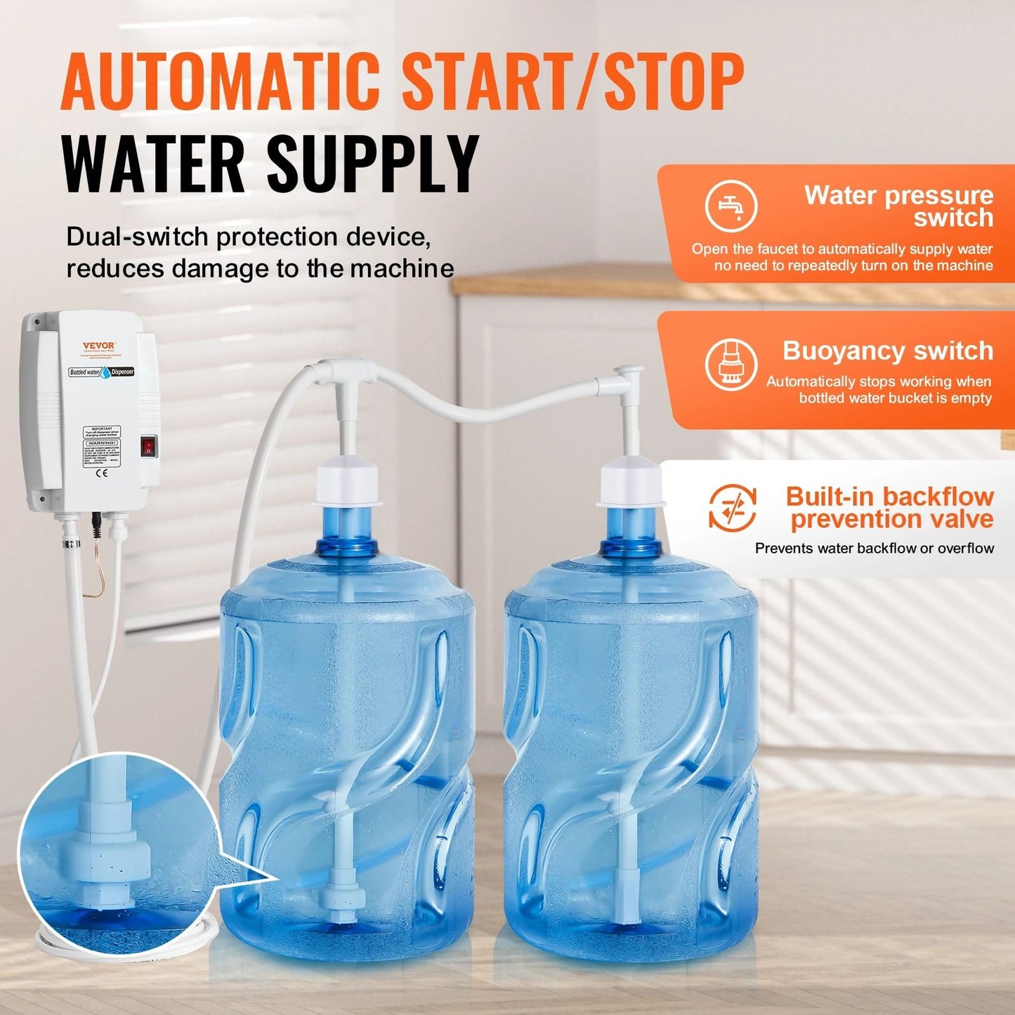 SucceBuy Electric Double Water Dispenser Pump System For 5 Gallon Bottles With Dual Pipe For Home O 3