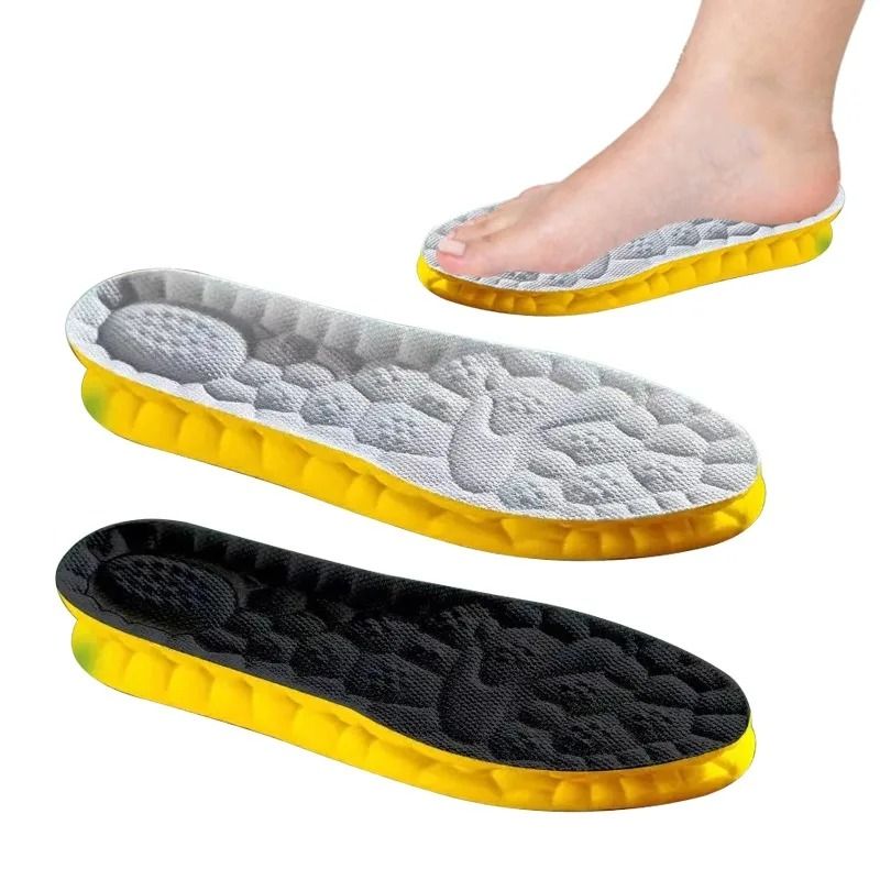 4D Cloud Sports Insoles with Shock Absorption and Arch Support for Running Comfort and Orthopedic Cushioning