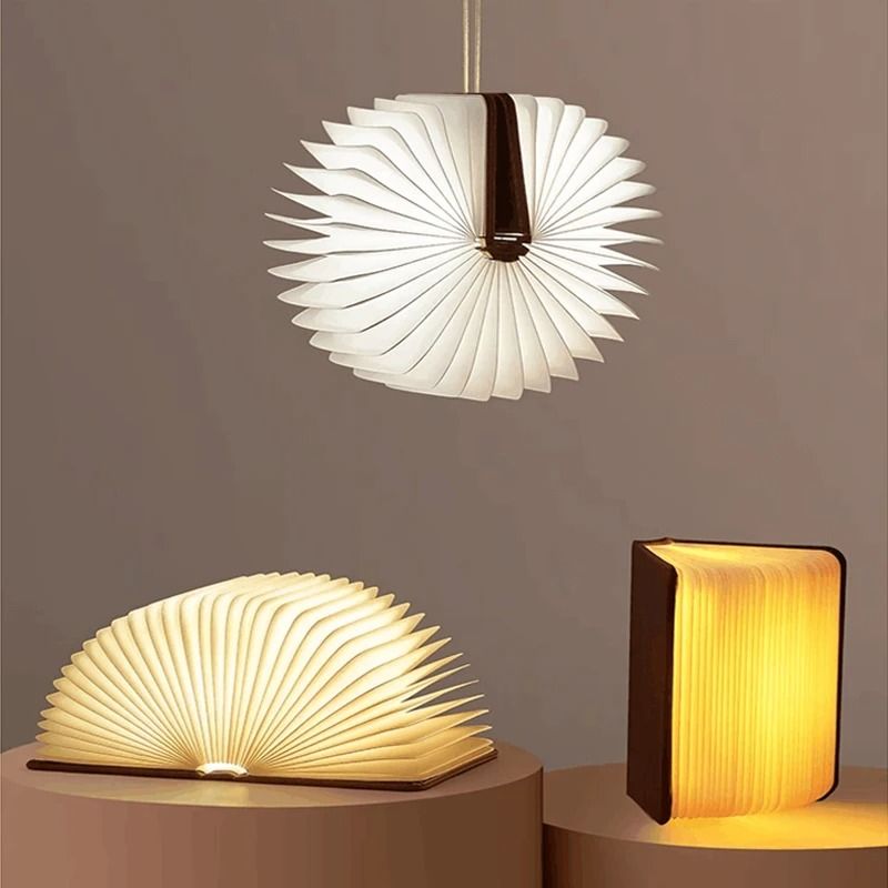 LED Foldable Wooden Book Lamp With USB Rechargeable Light For Bedroom Bedside Or Holiday Gift Decor 3
