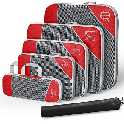 6 Piece Travel Compression Packing Cube Set With Mesh Storage And Shoe Bag For Lightweight Luggage  9