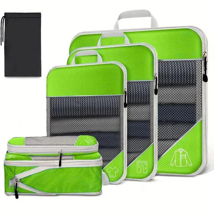 6 Piece Travel Compression Packing Cube Set With Mesh Storage And Shoe Bag For Lightweight Luggage  10