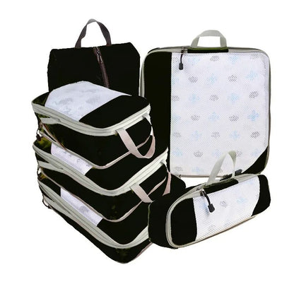 6 Piece Travel Compression Packing Cube Set With Mesh Storage And Shoe Bag For Lightweight Luggage  12