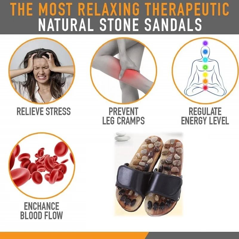 Acupressure Massage Stone Slippers For Foot Reflexology With Natural Stones For Pain Relief And Cir 2