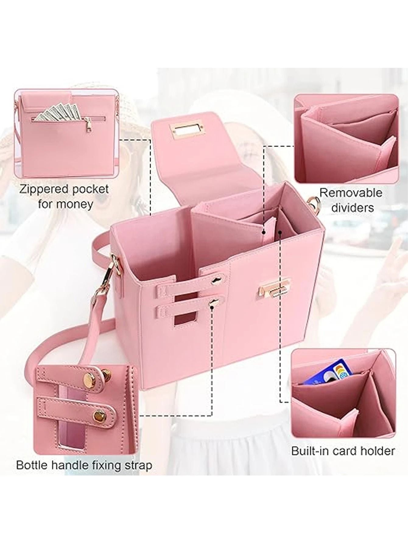Outdoor Crossbody Water Bottle Bag With Adjustable Strap And Insulated Lining For Travel Hiking And 4