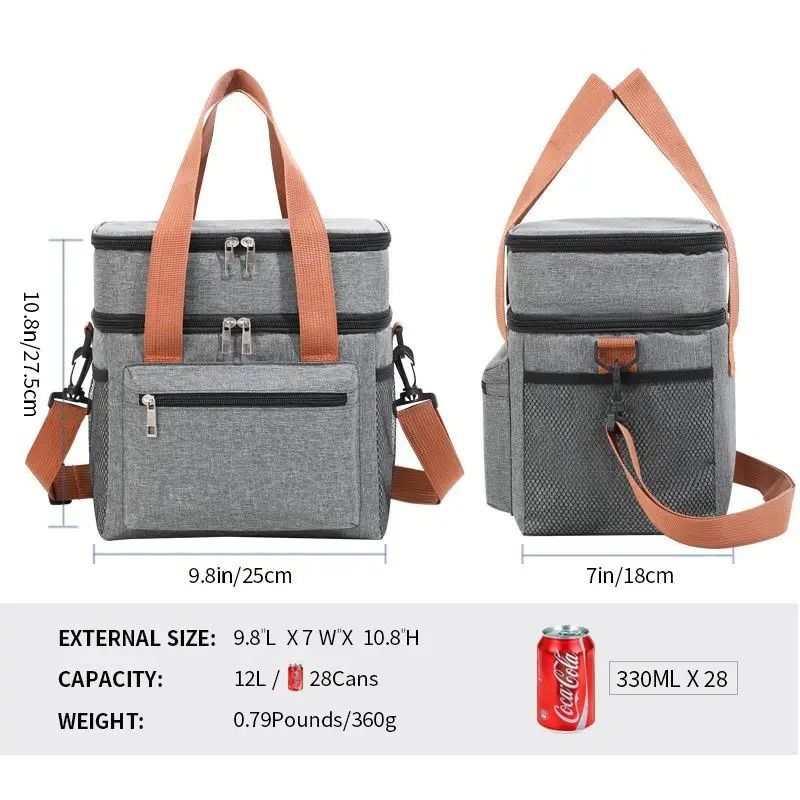 Double Layer Cooler Lunch Bag With Shoulder Strap For Men And Women Large Capacity Tote For Work Tr 2