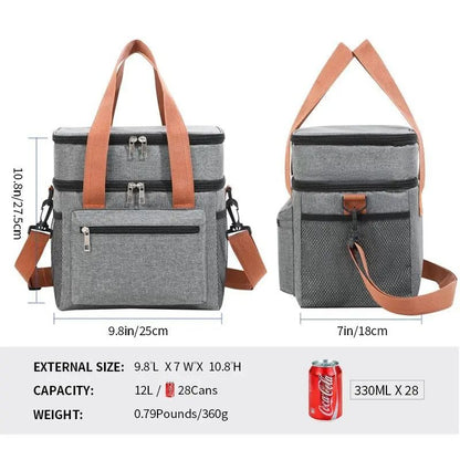 Double Layer Cooler Lunch Bag With Shoulder Strap For Men And Women Large Capacity Tote For Work Tr 2