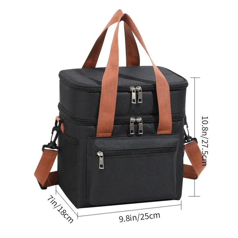 Double Layer Cooler Lunch Bag With Shoulder Strap For Men And Women Large Capacity Tote For Work Tr 6