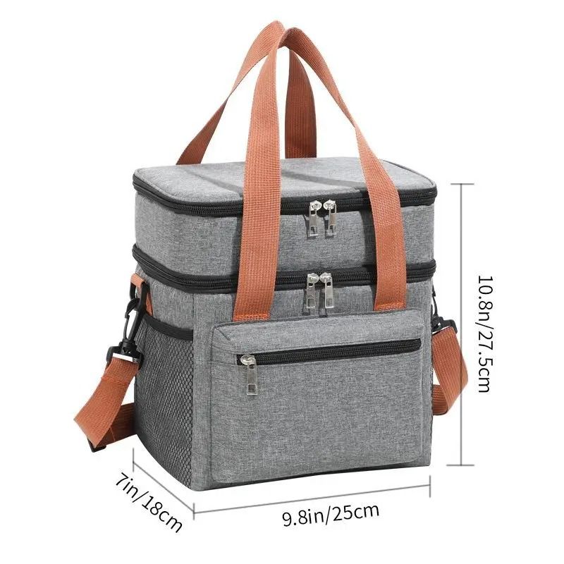 Double Layer Cooler Lunch Bag With Shoulder Strap For Men And Women Large Capacity Tote For Work Tr 7