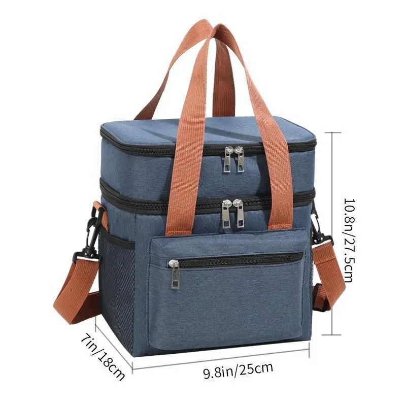 Double Layer Cooler Lunch Bag With Shoulder Strap For Men And Women Large Capacity Tote For Work Tr 8