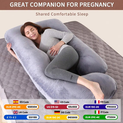 G Shaped Full Body Pregnancy Pillow with Removable Cover for Belly Back and Hip Support During Maternity Sleep