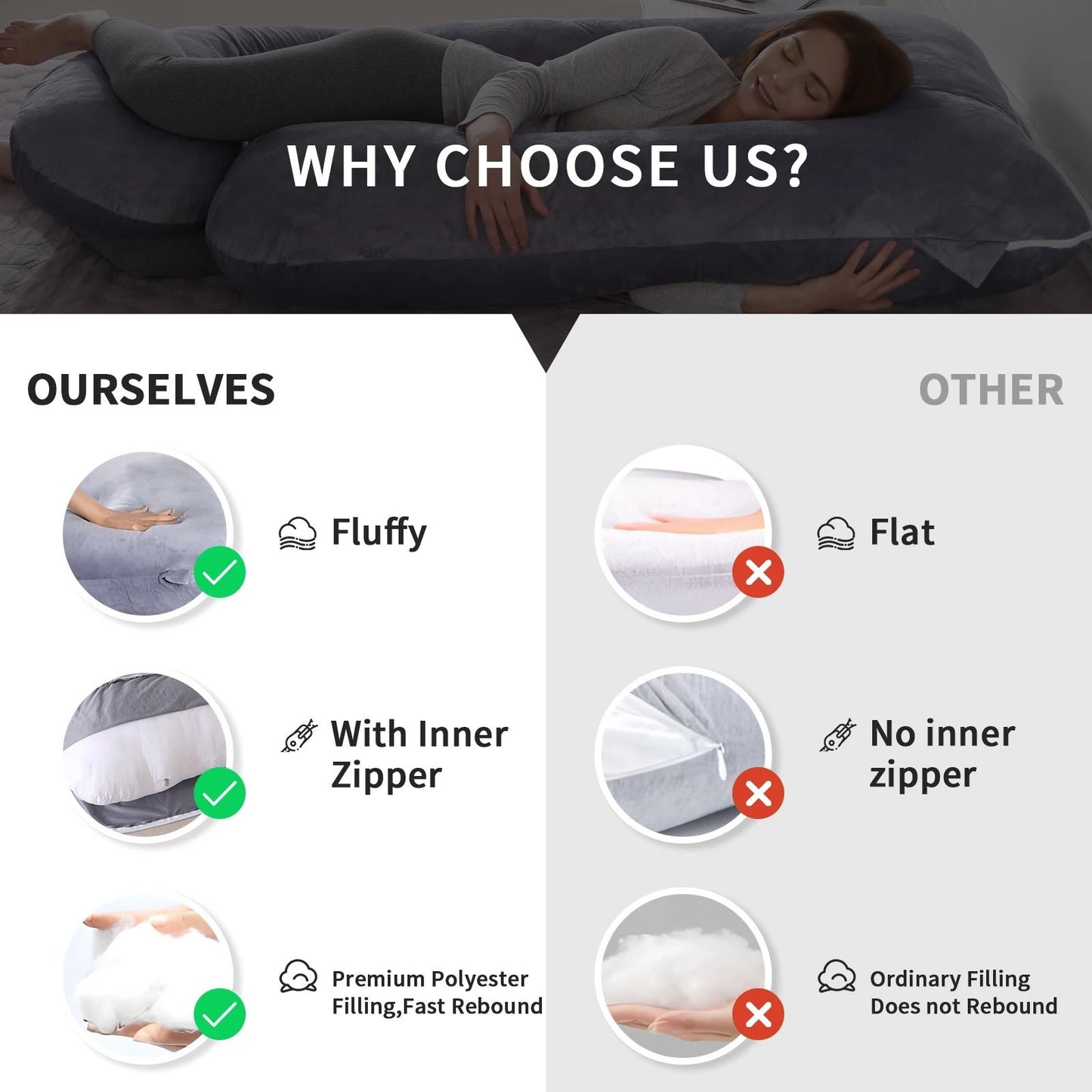 G Shaped Full Body Pregnancy Pillow With Removable Cover For Belly Back And Hip Support During Mate 5
