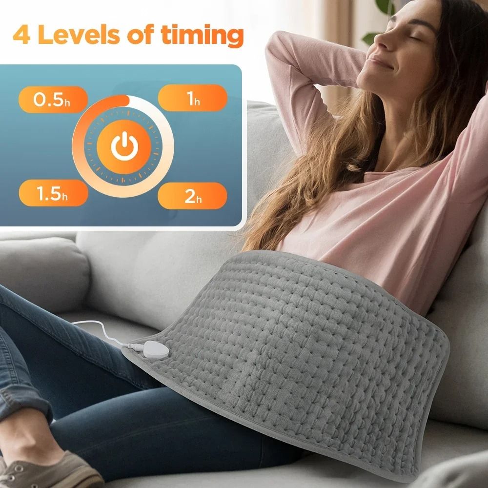 Electric Heating Pad With 9 Heat Settings And Timer 30x60cm Soft Heated Blanket Mat For Back Pain A 3
