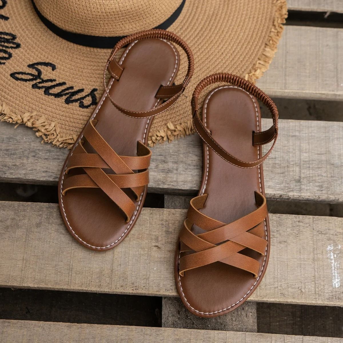 Womens Summer Roman Strap Sandals With Non Slip Rubber Soles 1