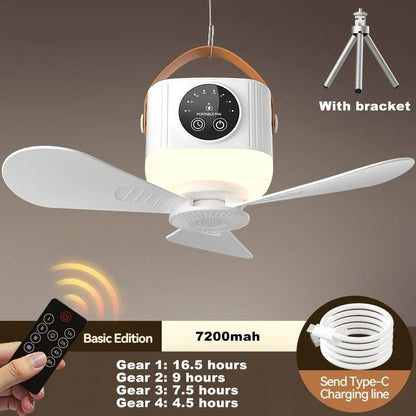 Portable LED Ceiling Fan With Light And Remote For Camping Or Bedroom Use 9