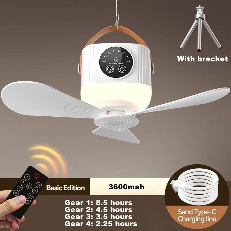 Portable LED Ceiling Fan With Light And Remote For Camping Or Bedroom Use 8