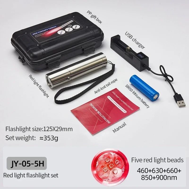 Portable Red Light Therapy Wand With 5 Wavelengths For Skin And Body Relief 10