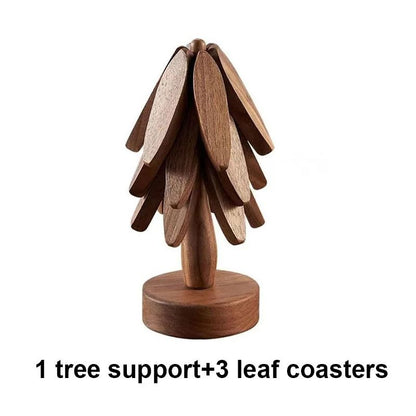 4PCS Tree Design Wooden Trivet Set Decorative Heat Resistant Coasters And Placemats 7