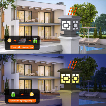 Solar Powered Fence Post Cap Lights Solar Post Lights Outdoor Warm White LED 2 Color Modes High Bri 3