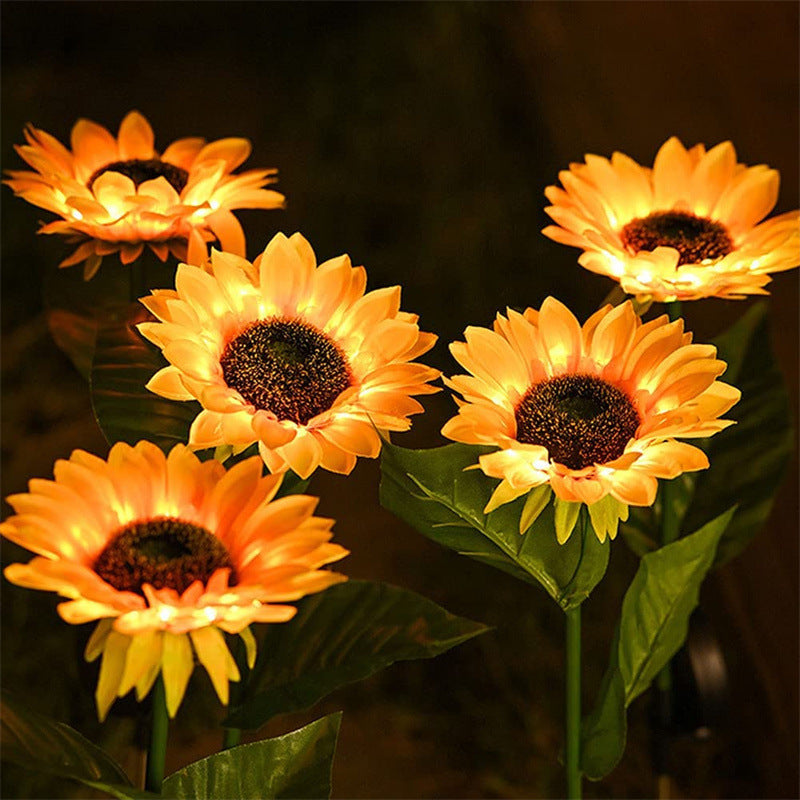 Waterproof LED Solar Sunflower Lawn Light, Garden Pathway Decoration for Wedding, Holiday, Outdoor Yard Landscape