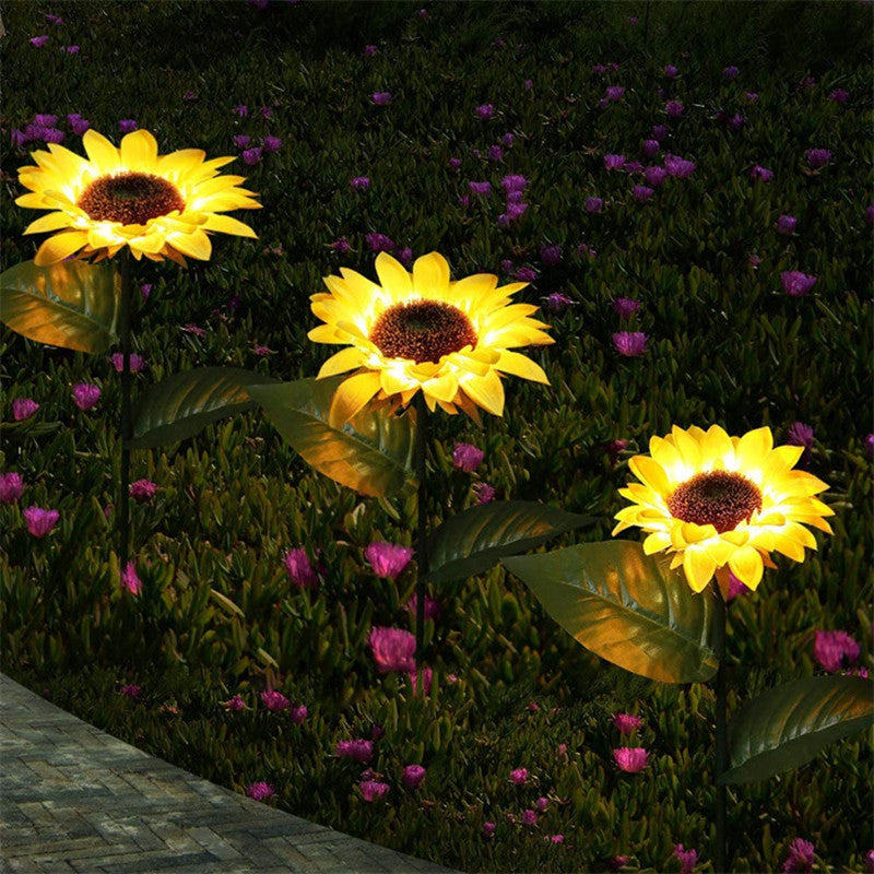 Waterproof LED Solar Sunflower Lawn Light, Garden Pathway Decoration for Wedding, Holiday, Outdoor Yard Landscape