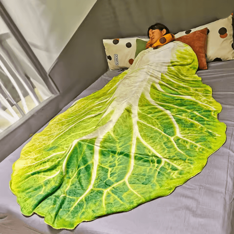 Cozy Cabbage Flannel Throw Blanket Cute Sofa Blanket for Home