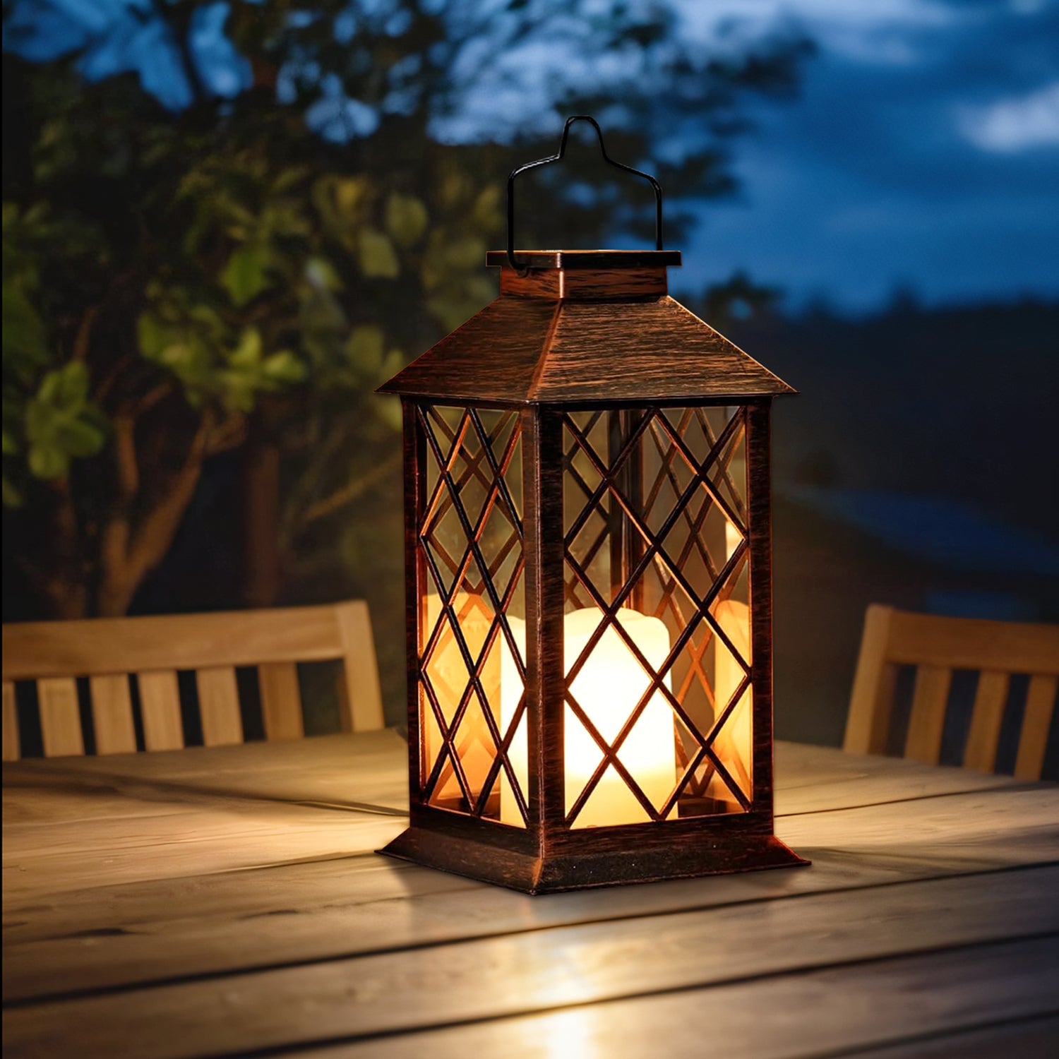 Solar Hanging Lamp Outdoor LED Light, Flickering Flameless Candle for Garden, Patio, Lawn, Party Decoration