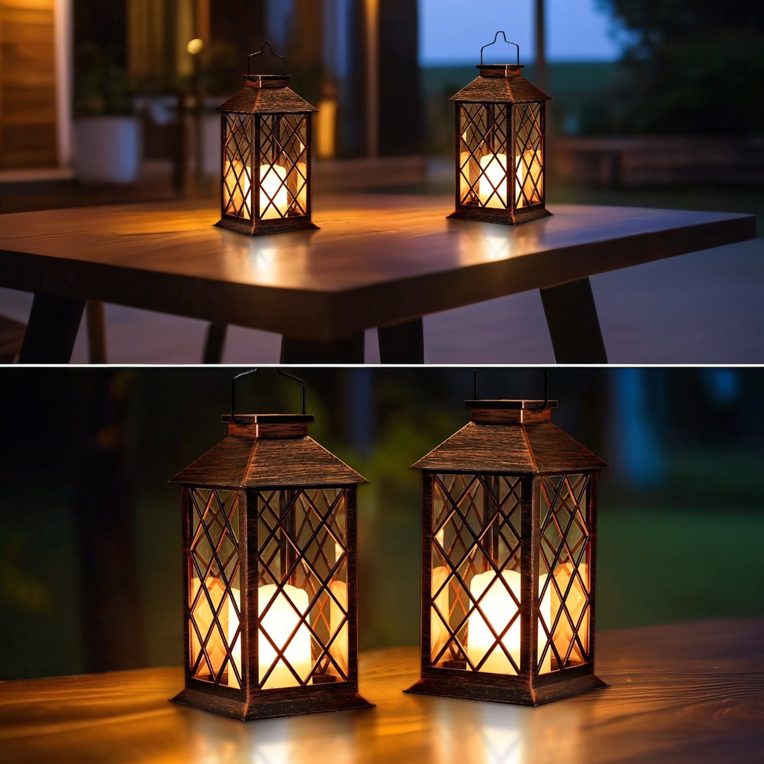 Solar Hanging Lamp Outdoor LED Light, Flickering Flameless Candle for Garden, Patio, Lawn, Party Decoration