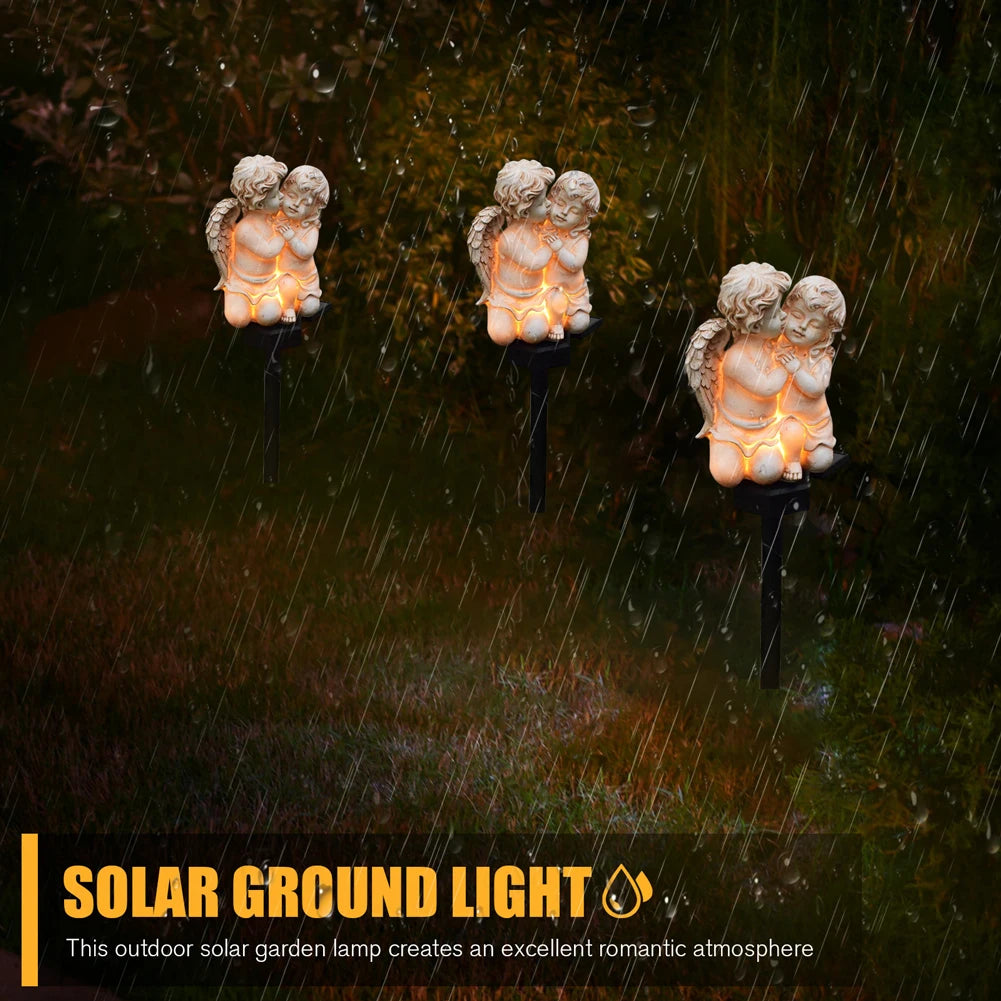 Waterproof Solar Outdoor Lawn Lamp, Resin Angel Decorative Light for Garden, Lawn Decor Yard Ornament