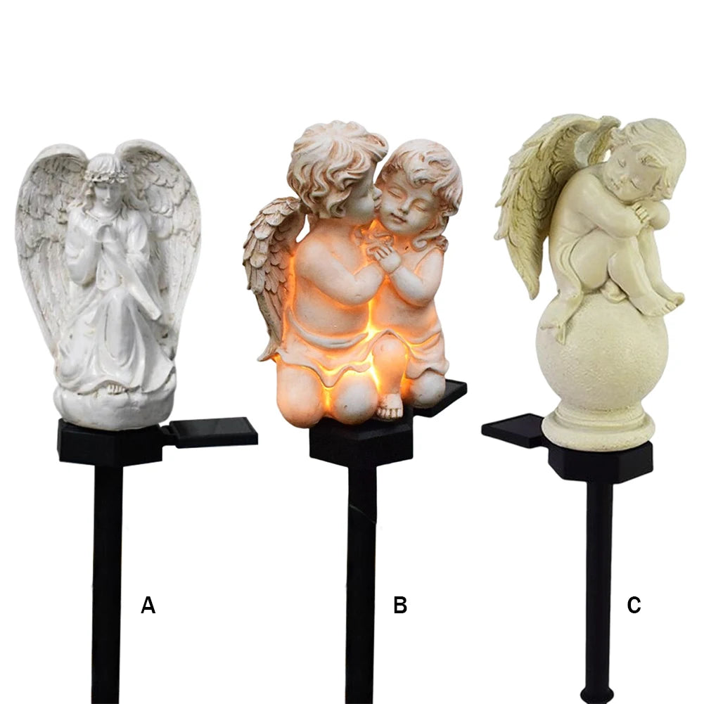 Waterproof Solar Outdoor Lawn Lamp, Resin Angel Decorative Light for Garden, Lawn Decor Yard Ornament