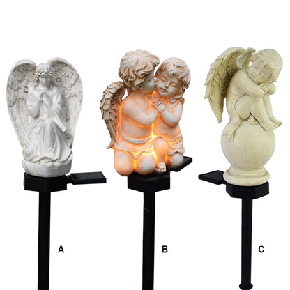Waterproof Solar Outdoor Lawn Lamp, Resin Angel Decorative Light for Garden, Lawn Decor Yard Ornament