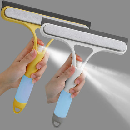 3 in 1 Window Cleaning Squeegee Glass Wiper with Spray Bottle & Microfiber Scrub for Home & Car