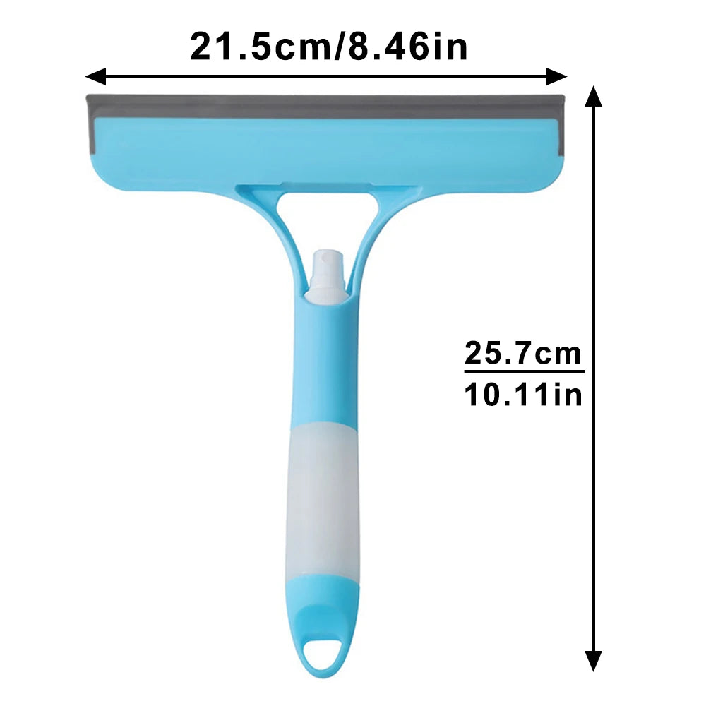 3 in 1 Window Cleaning Squeegee Glass Wiper with Spray Bottle & Microfiber Scrub for Home & Car