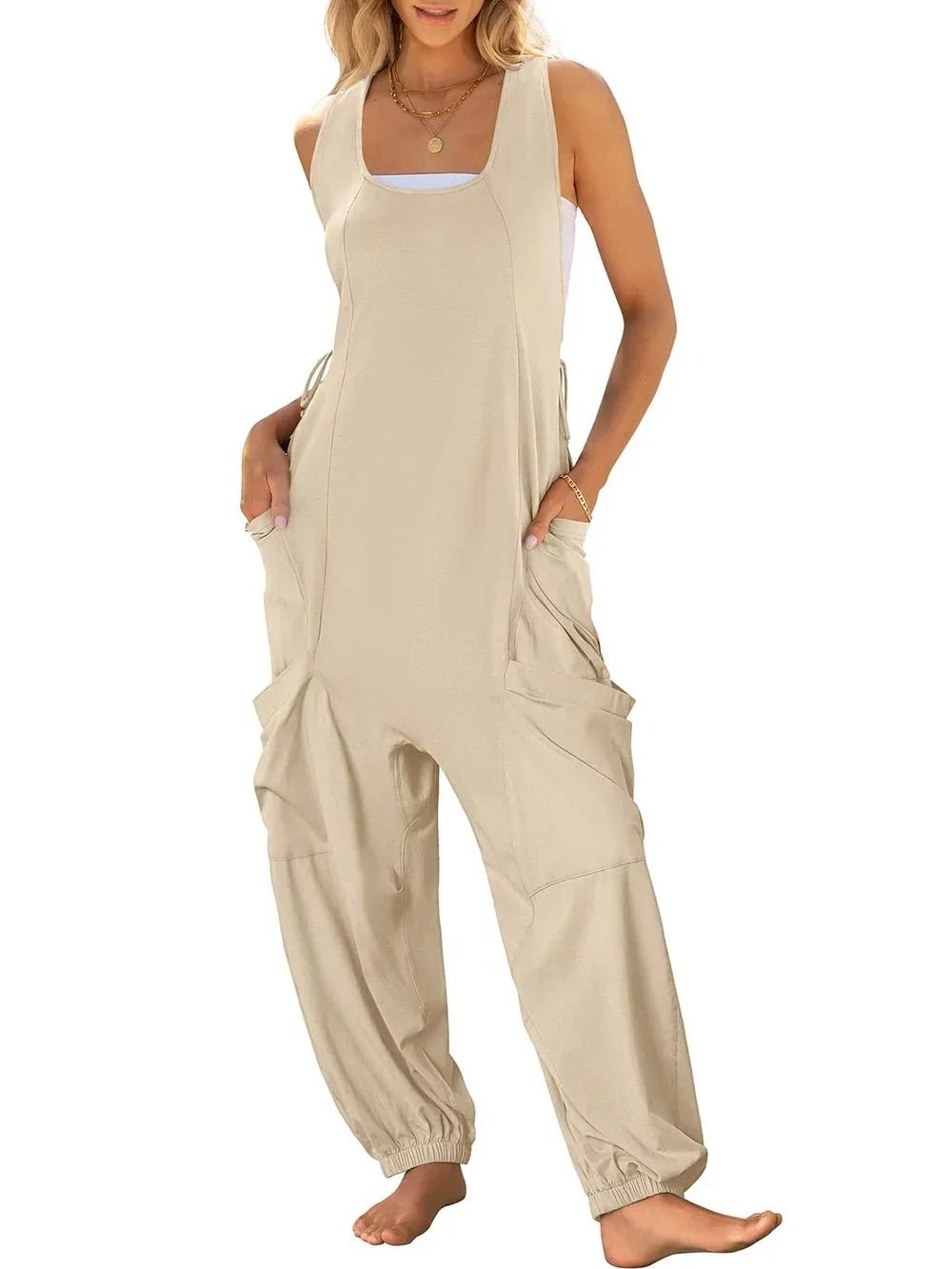 Effortless Summer Harem Jumpsuit with Cargo Style for Women
