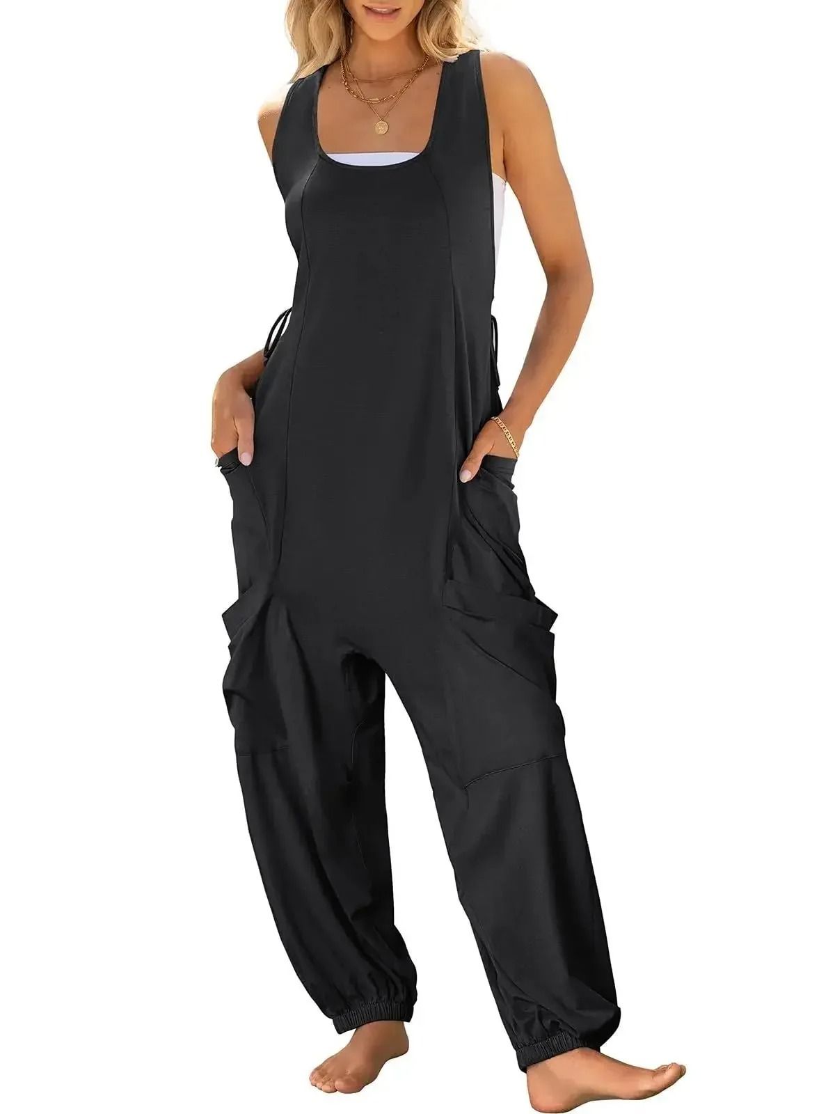 Effortless Summer Harem Jumpsuit With Cargo Style For Women 1