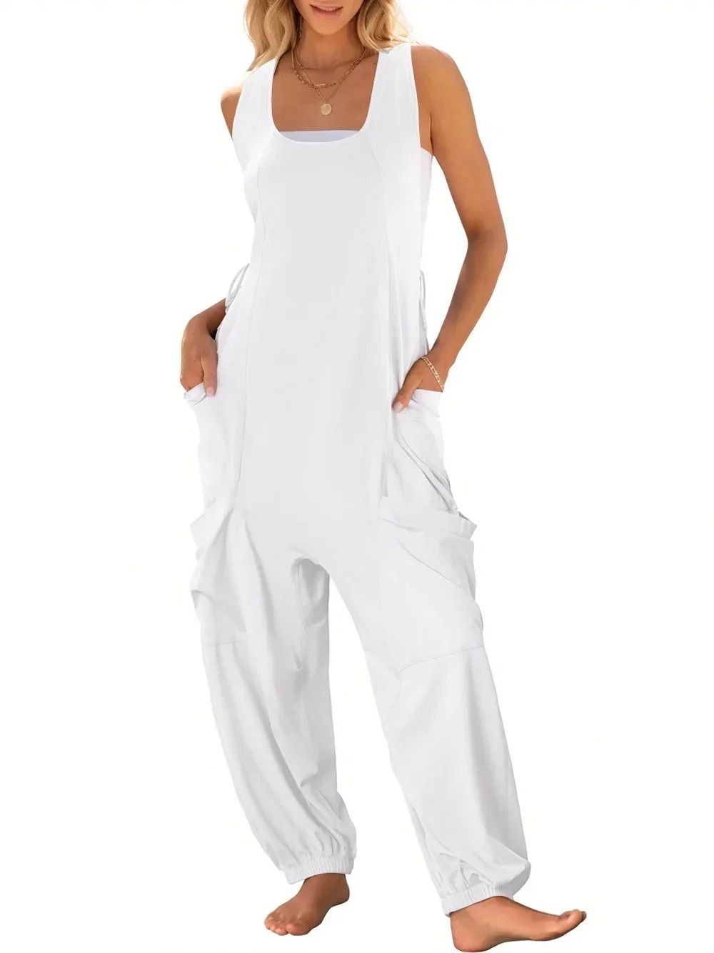 Effortless Summer Harem Jumpsuit With Cargo Style For Women 8