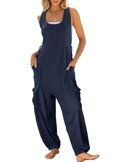Effortless Summer Harem Jumpsuit With Cargo Style For Women 9