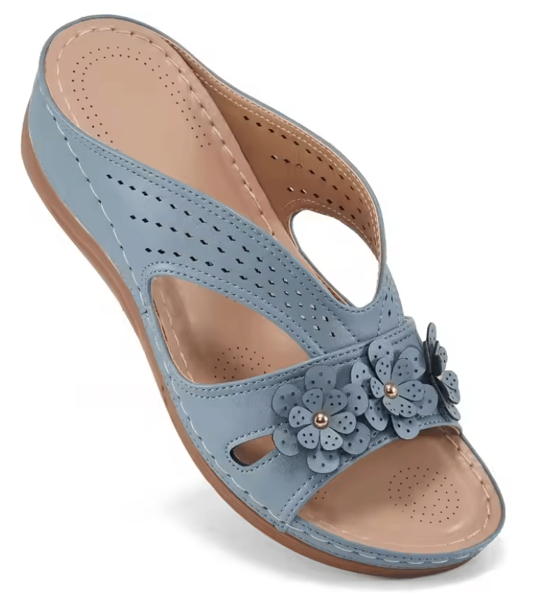 Plus Size Floral Wedge Platform Sandals Non Slip Comfortable Beach Slippers 2